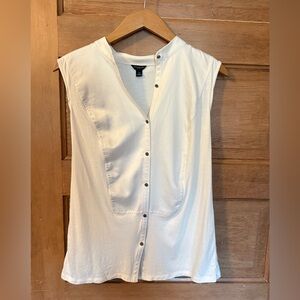 Ann Taylor White Button-Front Blouse